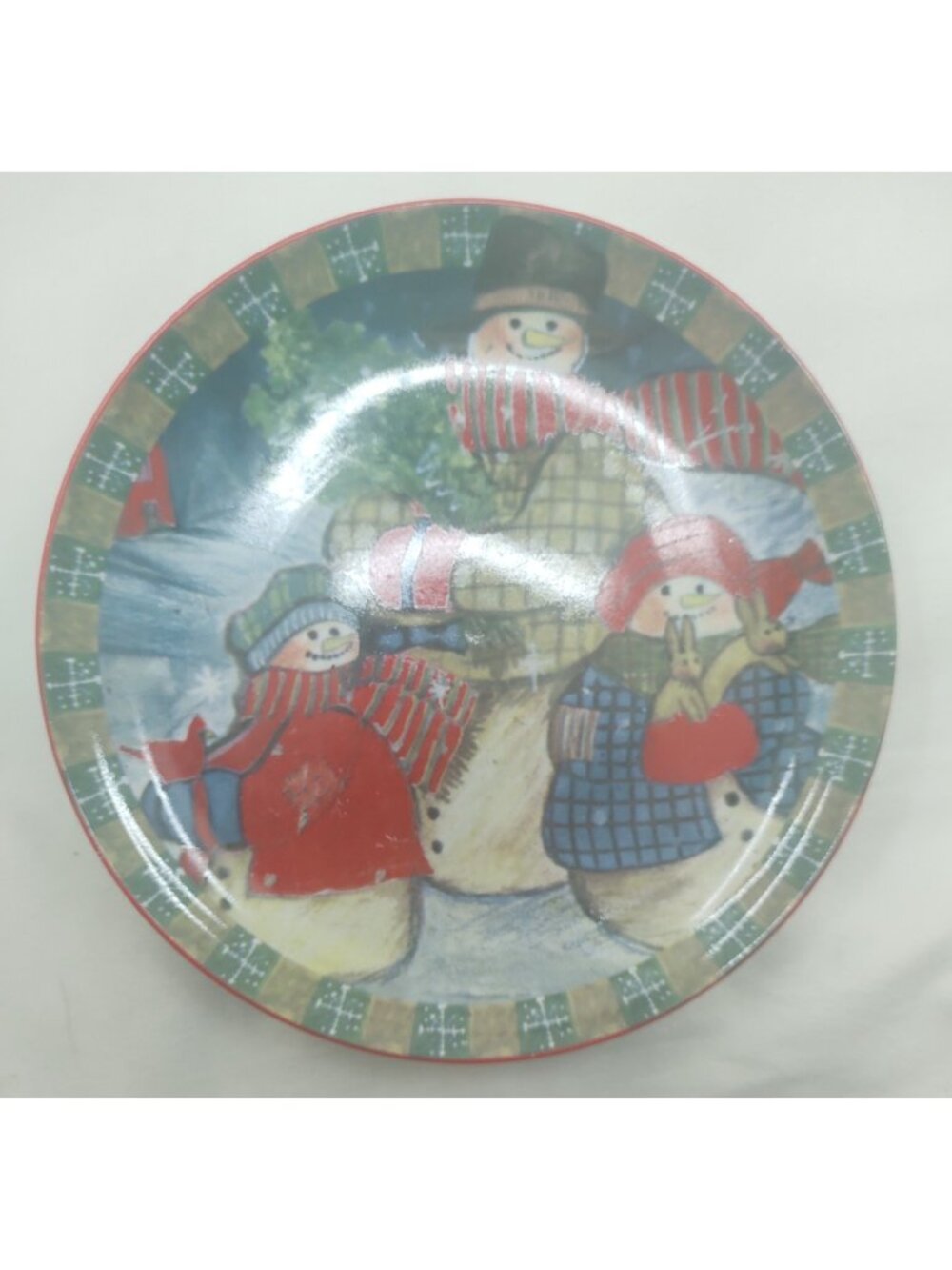 Nobility Christmas Snowman Family Decorative Collector Display Plate Winter Art